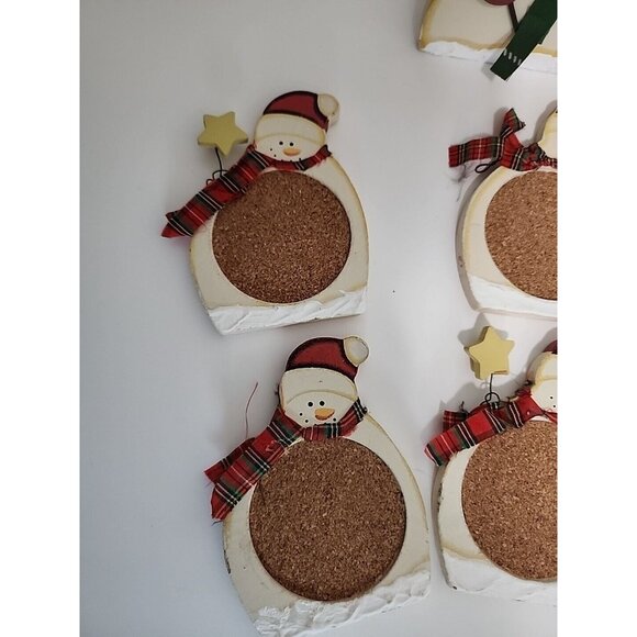 Snowman Family Drink Coaster Set of 6 With Wood Box Holder - Picture 3 of 8